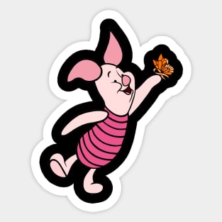 Little Pig with Awareness Ribbon Butterfly (Orange) Sticker